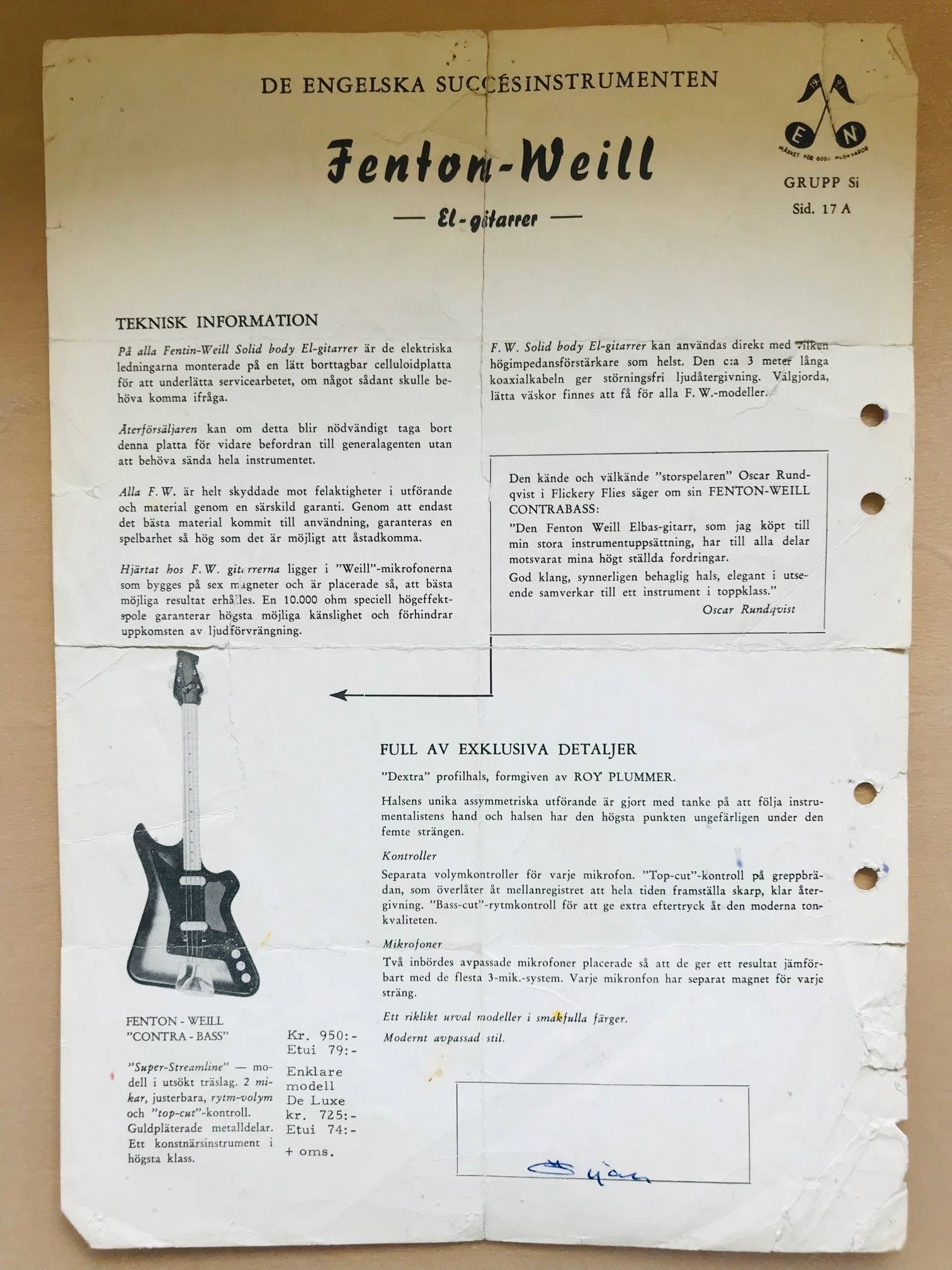 1961 Swedish Fenton Weill Catalogue